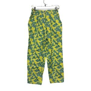 VTG Lilly Pulitzer Butterfly Print Pleated Pants Yellow Cotton Straight Size 8
